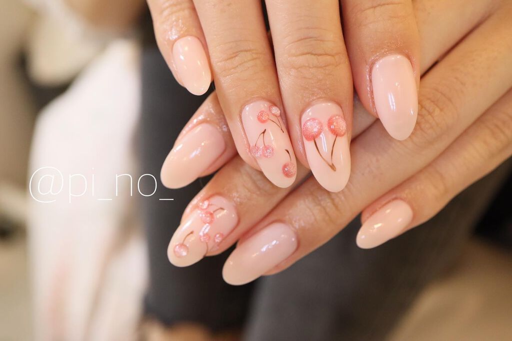 #さくらんぼネイル,#マグネットネイルのネイルデザイン