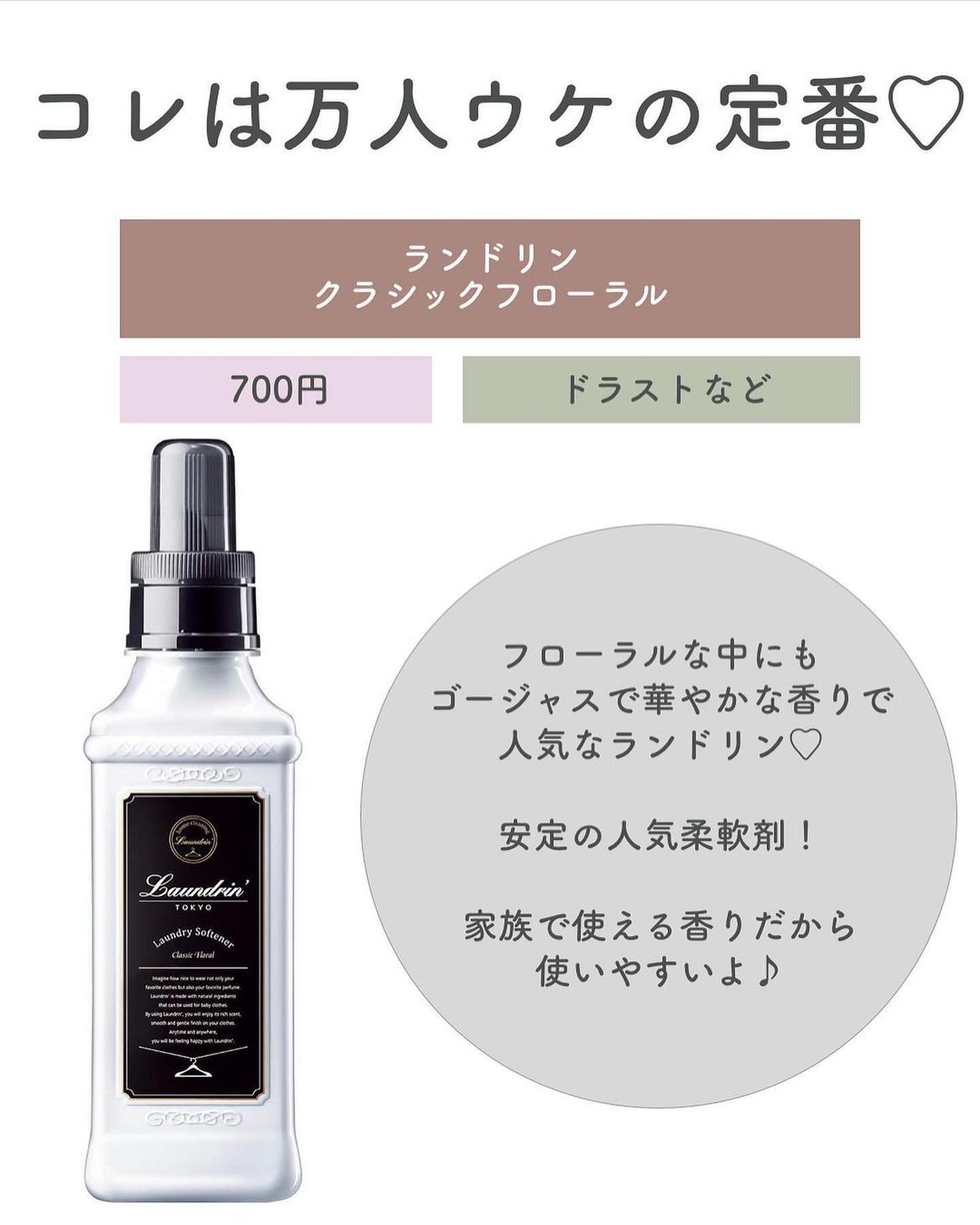 柔軟剤 クラシックフローラル/ランドリン/柔軟剤を使ったクチコミ(2枚目)