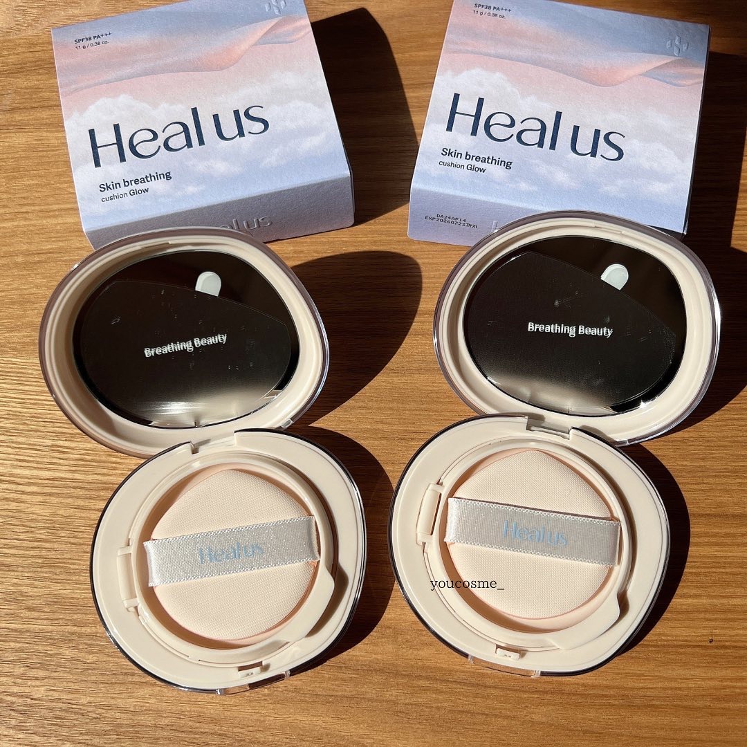 ブリージンググロークッション/Healus/クッションファンデーションを使ったクチコミ（3枚目）