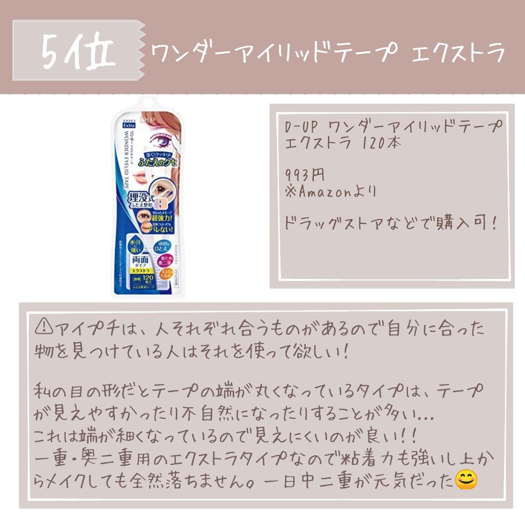 ワンダーアイリッドテープ Extra/D-UP/二重まぶた用アイテムを使ったクチコミ(6枚目)