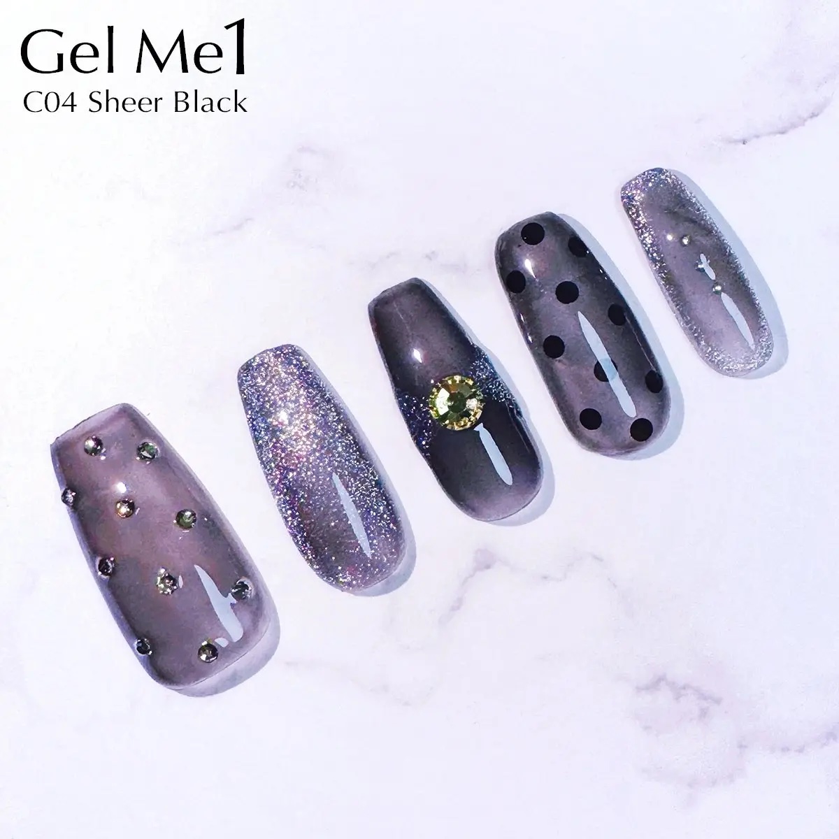 ジェルネイル GMC04 シアーブラック/ジェルミーワン/ジェルネイルを使ったクチコミ（2枚目）