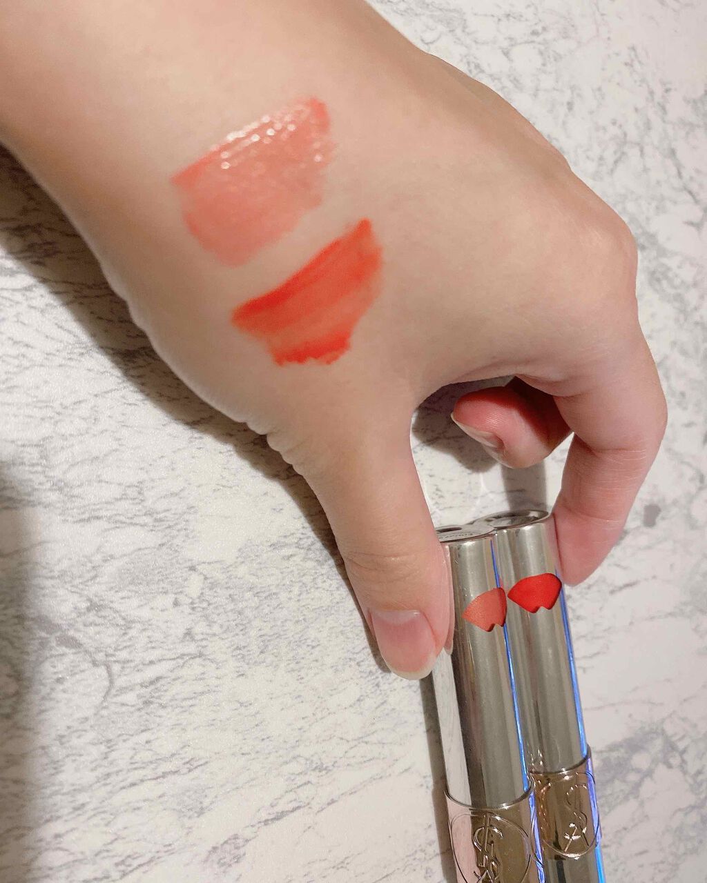 ヴォリュプテ ウォーター カラーバーム 06 アンドレスミーコーラル/YVES SAINT LAURENT BEAUTE/口紅を使ったクチコミ（2枚目）