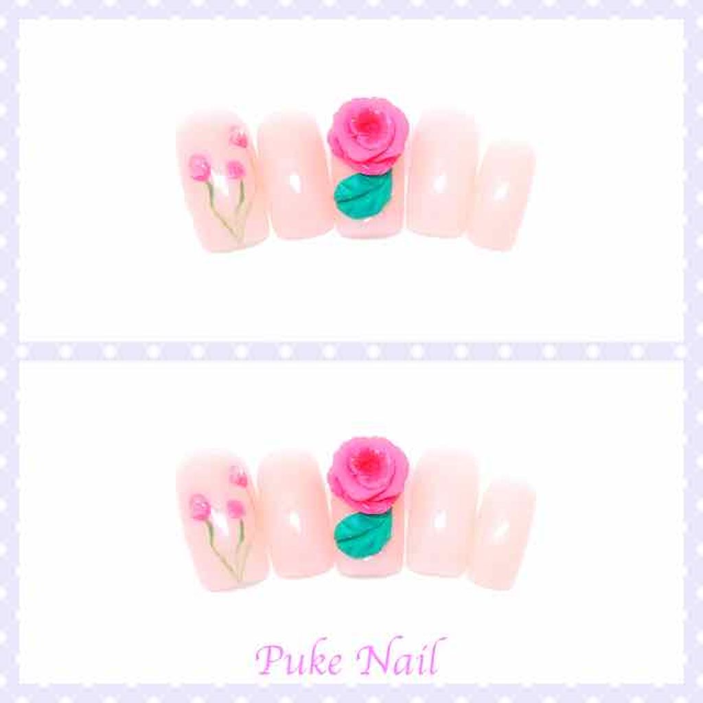 ネイルチップ 薔薇の庭❤︎３D デザインネイル/ネイルチップ・パーツを使ったクチコミ（1枚目）