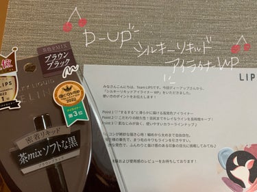 【使った商品】 
    ͛ D-UPシルキーリキッドアイライナーWP  ͛
【色味】ブラウンブラック
【発色】　強調しすぎないけど発色完璧◎
【色もち】　全然落ちない◎
【良いところ】　細す