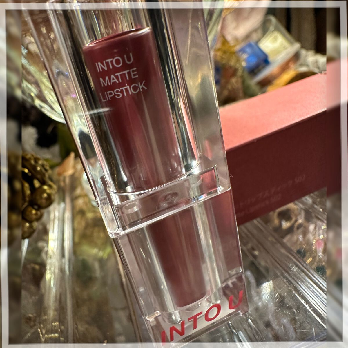 フェザーマットリップスティック/INTO U/口紅を使ったクチコミ（2枚目）