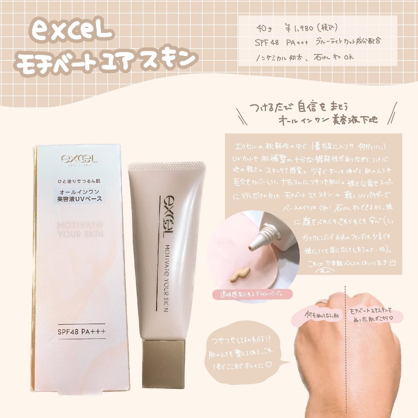 モチベートユアスキン/excel/化粧下地を使ったクチコミ(1枚目)