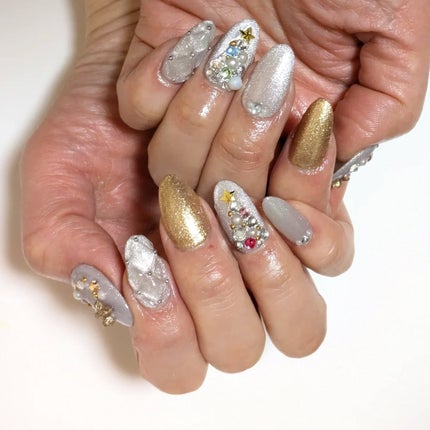 #セルフネイル,#クリスマスネイル,#マグネットネイル,#キルティングネイルのネイルデザイン