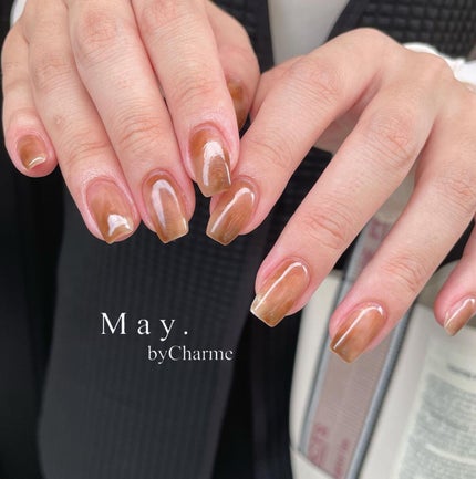 #ブラウンネイル,#もやもやネイル,#ちゅるんネイル,#秋ネイル,#ニュアンスネイルのネイルデザイン