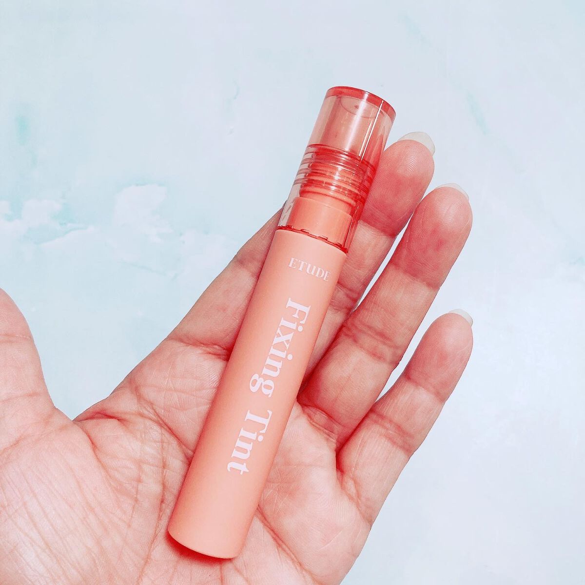 フィクシングティント メロウピーチ（新パッケージ）/ETUDE/リップティントを使ったクチコミ（2枚目）