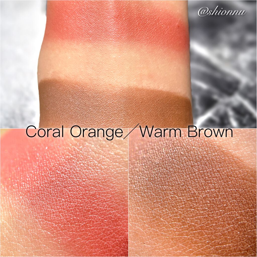 B.A カラーズ アイパウダー ウォームブラウン＆コーラルオレンジ/B.A/アイシャドウパレットを使ったクチコミ（2枚目）