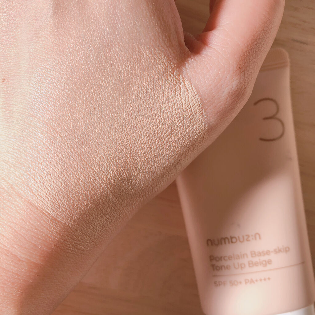 3番 ノーファンデ陶器肌トーンアップクリーム/numbuzin/化粧下地を使ったクチコミ（3枚目）