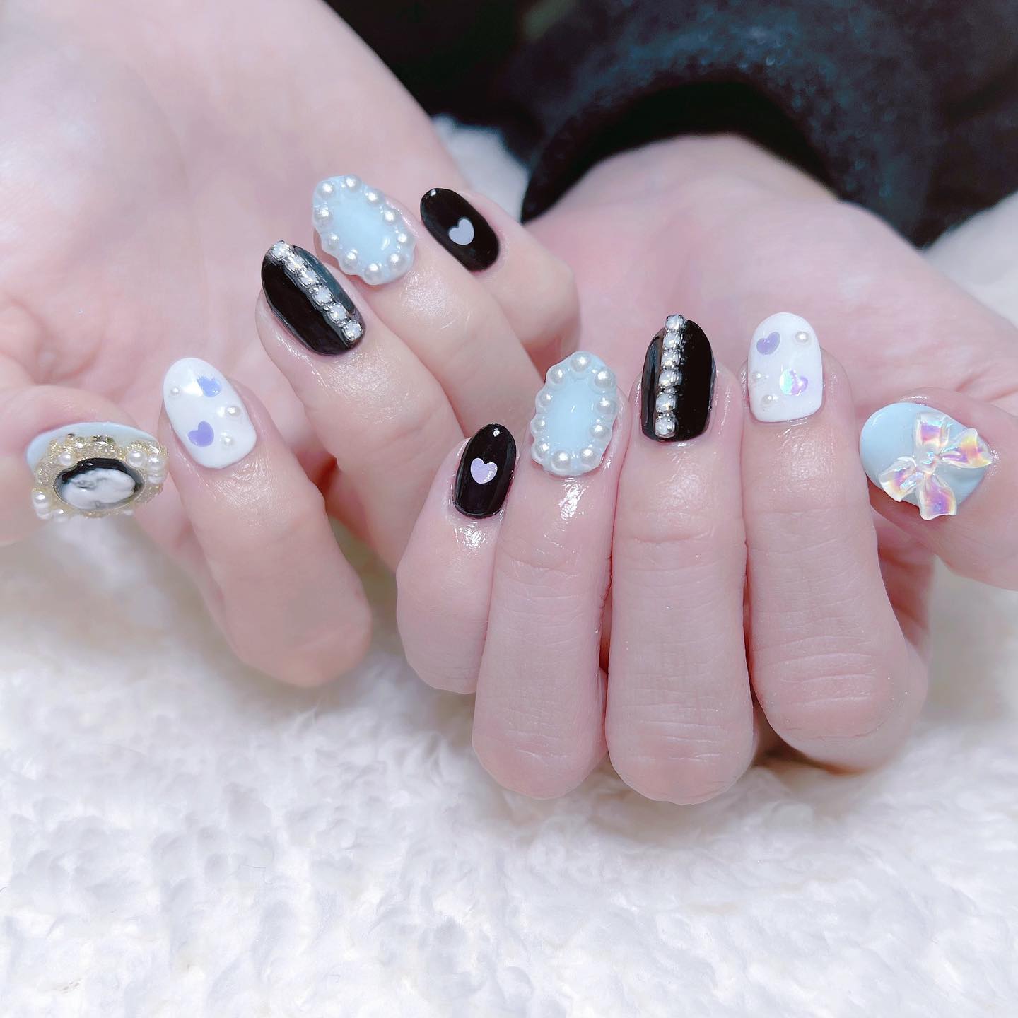 #ネイル,#フレンチガーリーネイル,#ガーリーネイルのネイルデザイン