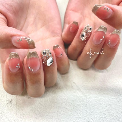 #ネイル,#ジェルネイル,#ニュアンスネイル,#キラキラネイル,#春ネイル,#チークネイルのネイルデザイン