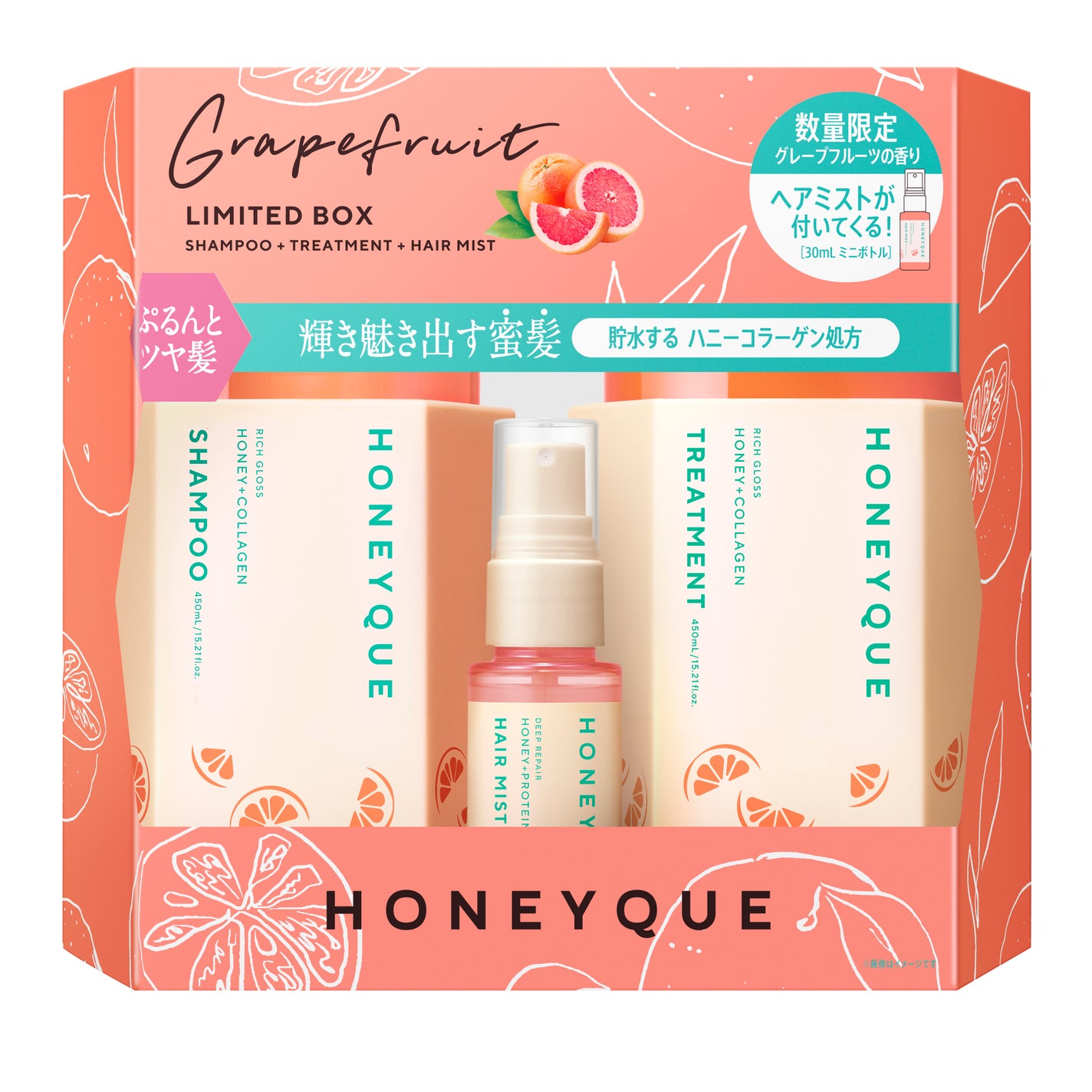 ハニーク リッチグロス ミニヘアミスト付き 限定キット(グレープフルーツの香り) ハニーク