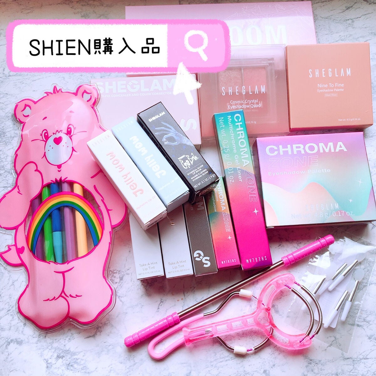ナマケモノ㌨( ´⌓`   ) on LIPS 「最近よくSNSなんかで見るSHEINのコスメたち気になって購入..」(1枚目)