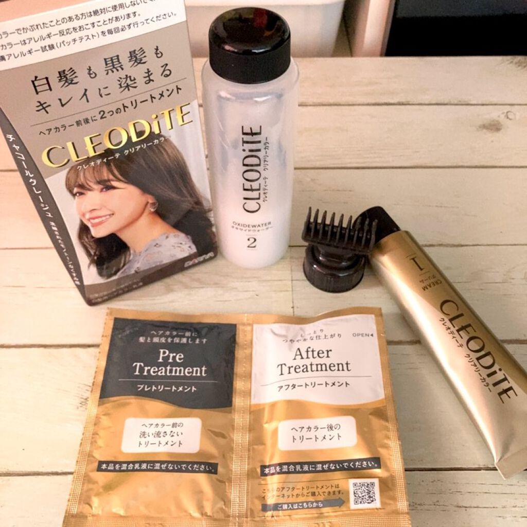 クリアリーカラー (白髪用)  チャコールグレージュ/クレオディーテ/ヘアカラーを使ったクチコミ（1枚目）