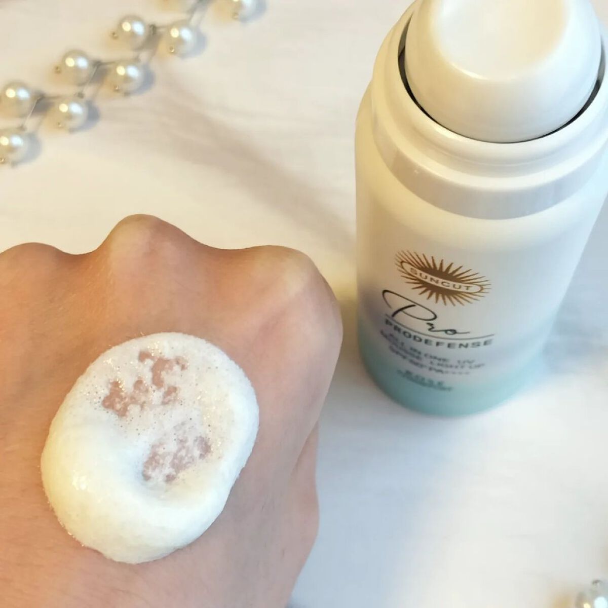 プロディフェンス オールインワンUV ムース（ライトアップ）/サンカット®/日焼け止めクリームを使ったクチコミ（3枚目）