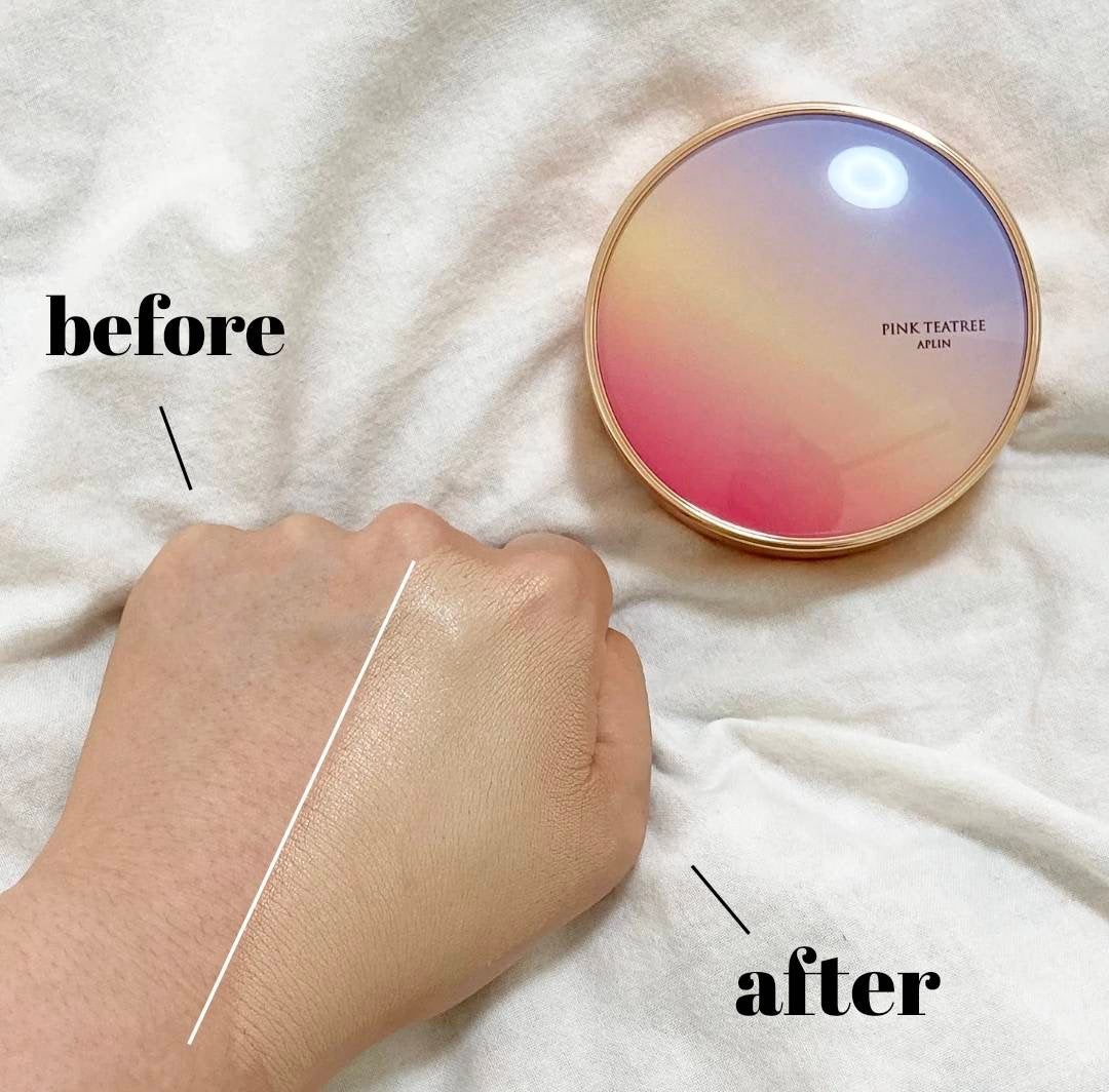 ピンクティーツリーカバーアップグロウクッション/APLIN/クッションファンデーションを使ったクチコミ(4枚目)