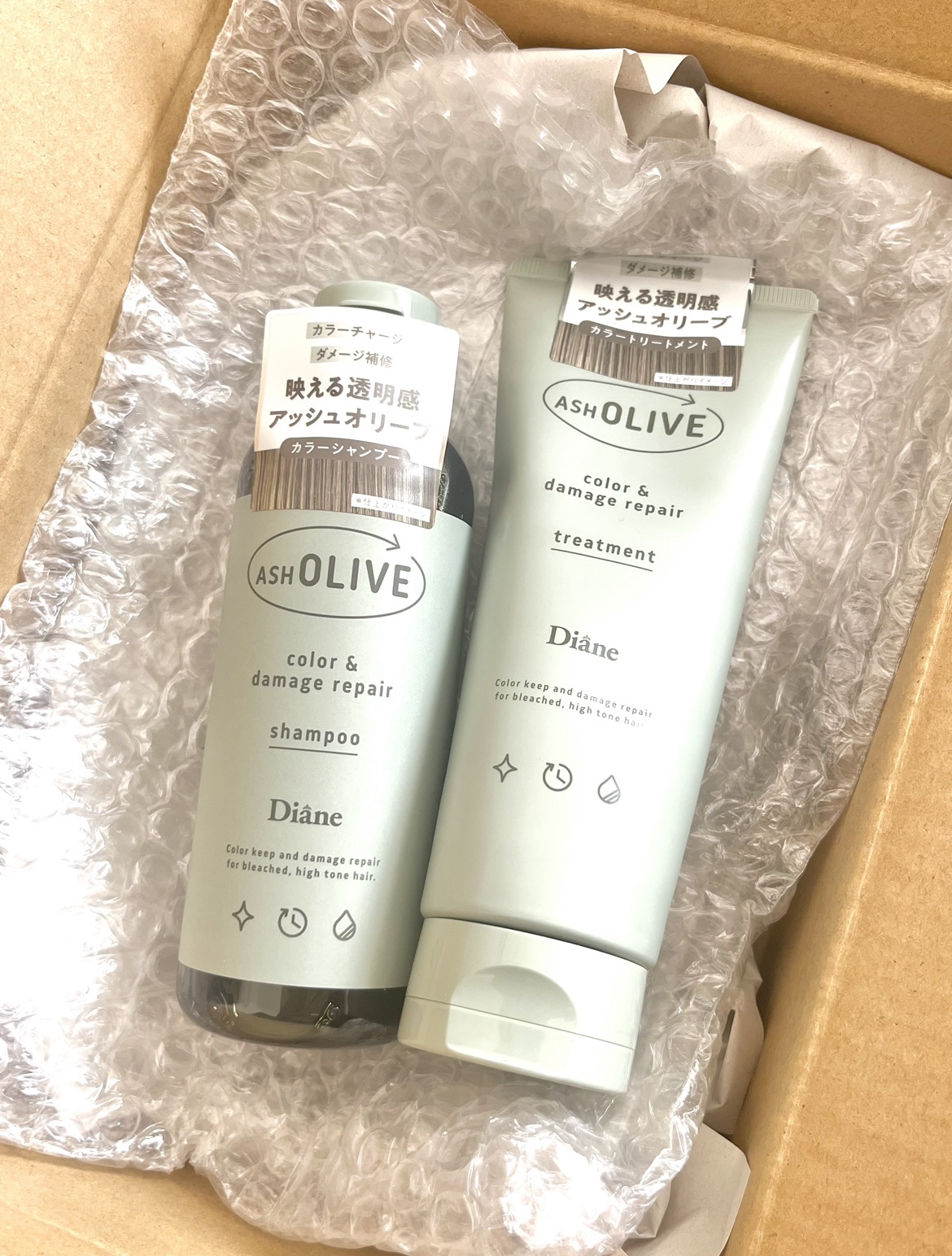 カラーシャンプー＆トリートメント シャンプー アッシュオリーブ/ダイアン/市販シャンプーを使ったクチコミ（1枚目）