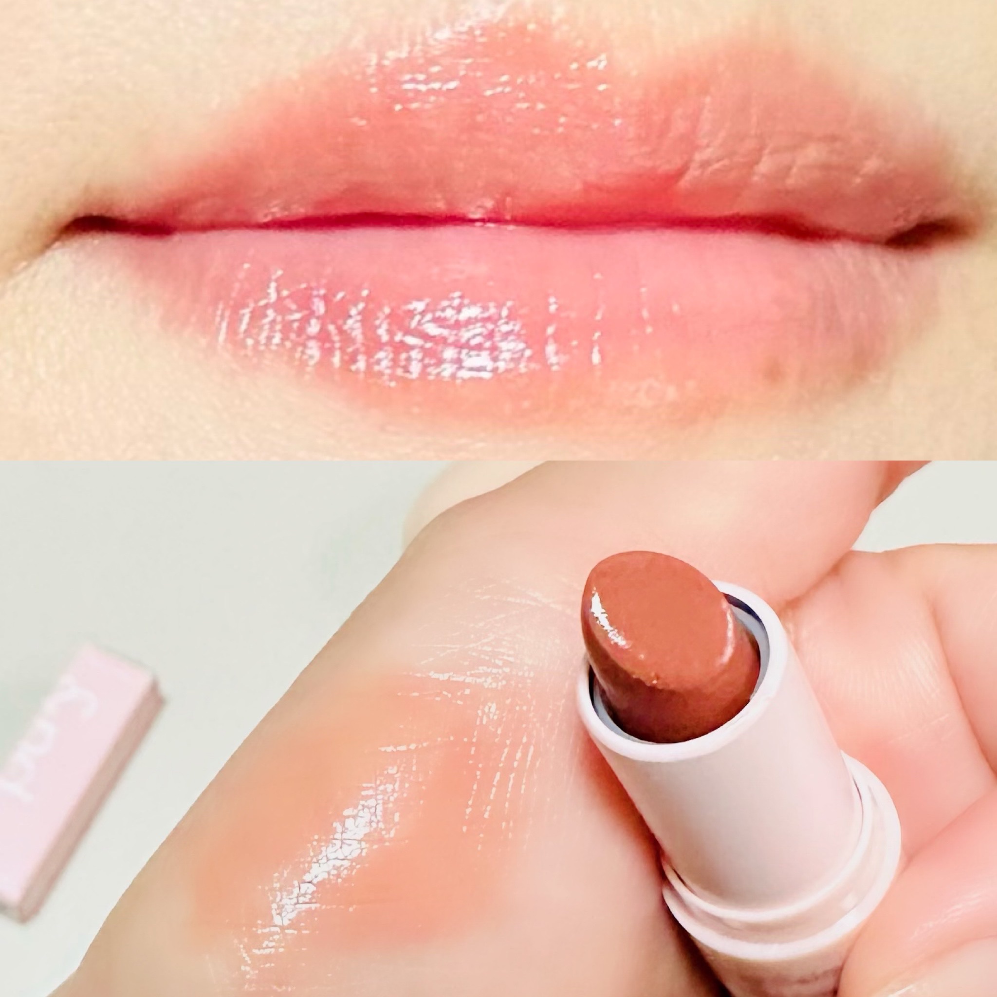 アンドバイロムアンド グラッシーバーム BE01 ナッツベージュ/&nd by rom&nd/口紅を使ったクチコミ（3枚目）