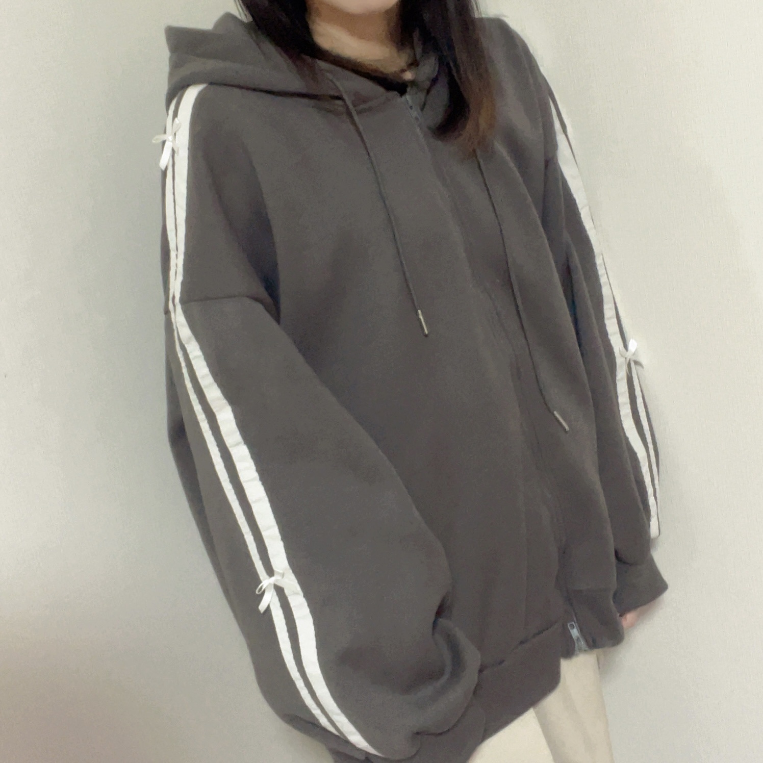 DAZY リボン装飾付き レディース長袖パーカー /SHEIN/その他を使ったクチコミ（3枚目）