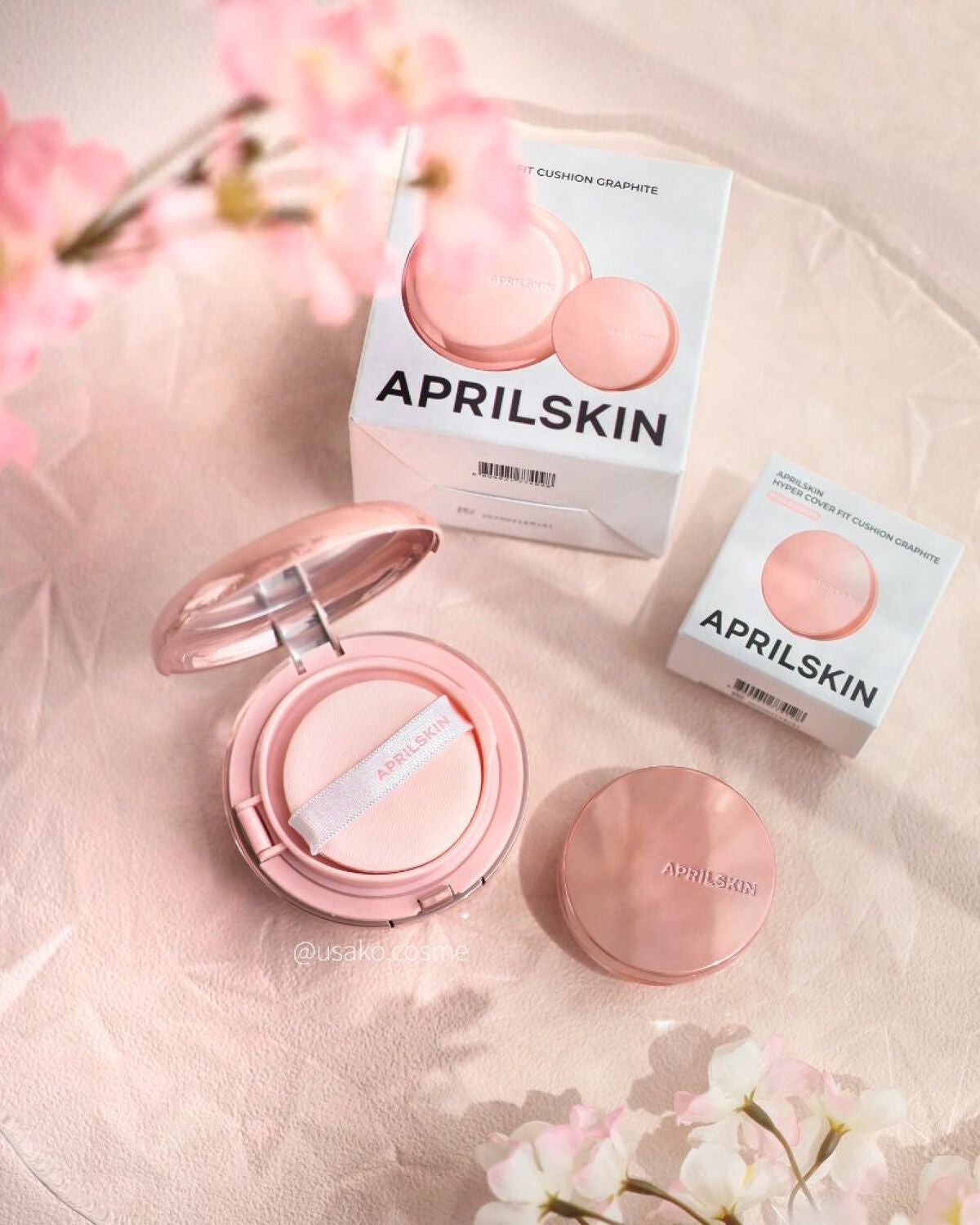 ハイパーカバーフィットクッション ピンク(桜エディション)/APRILSKIN/クッションファンデーションを使ったクチコミ(1枚目)