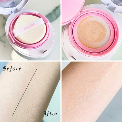 デューイーメッシュファンデーション/ASUNE /クッションファンデーションを使ったクチコミ(2枚目)