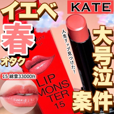 KATE リップモンスターのクチコミ「【出会ってしまった私の人生リップ…！イエベ春オタクの早口レポ✨️💄】

★KATE リップモン.....」（1枚目）