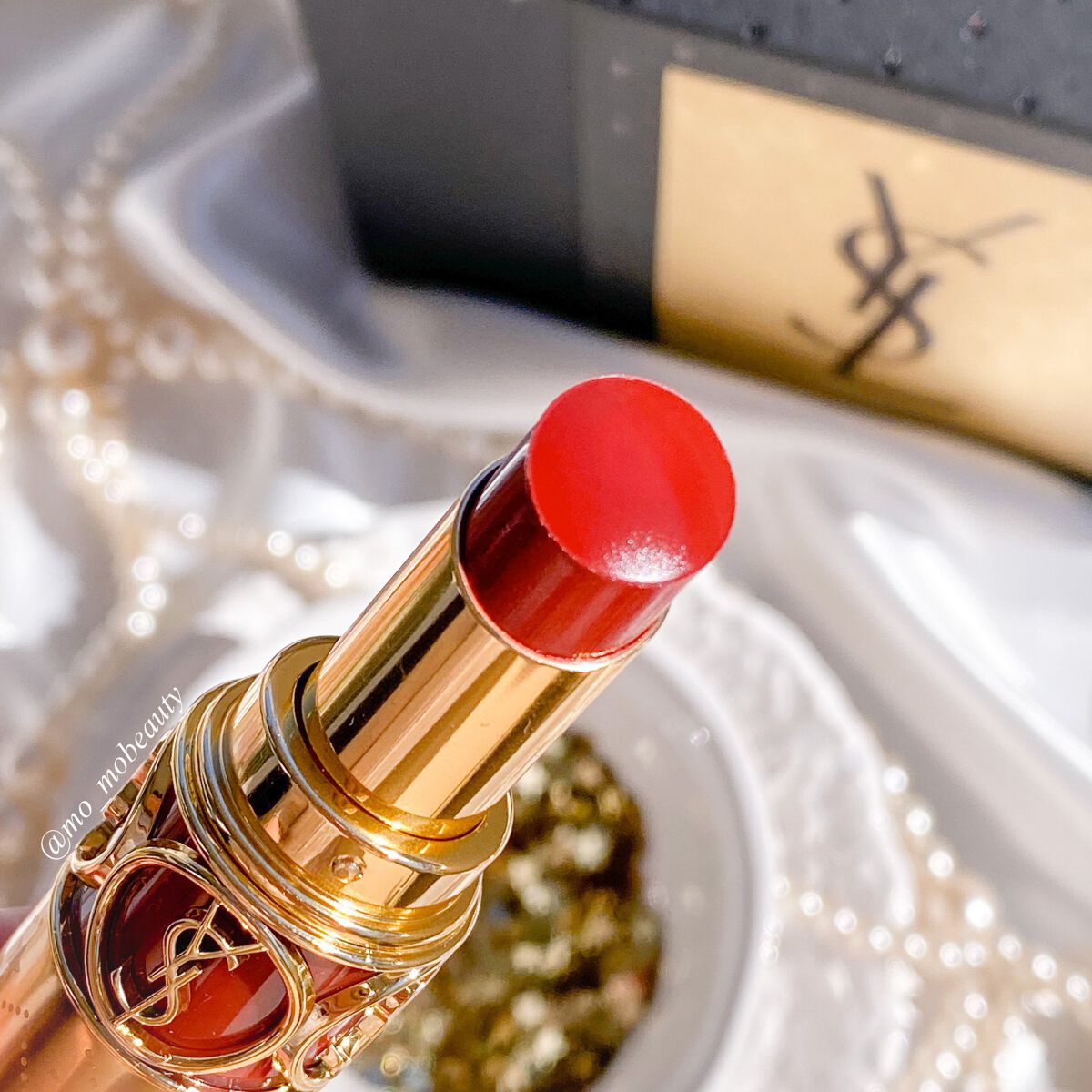 ルージュ ヴォリュプテ シャイン コレクター NO.122 バーント ゼリージュ/YVES SAINT LAURENT BEAUTE/口紅を使ったクチコミ（2枚目）