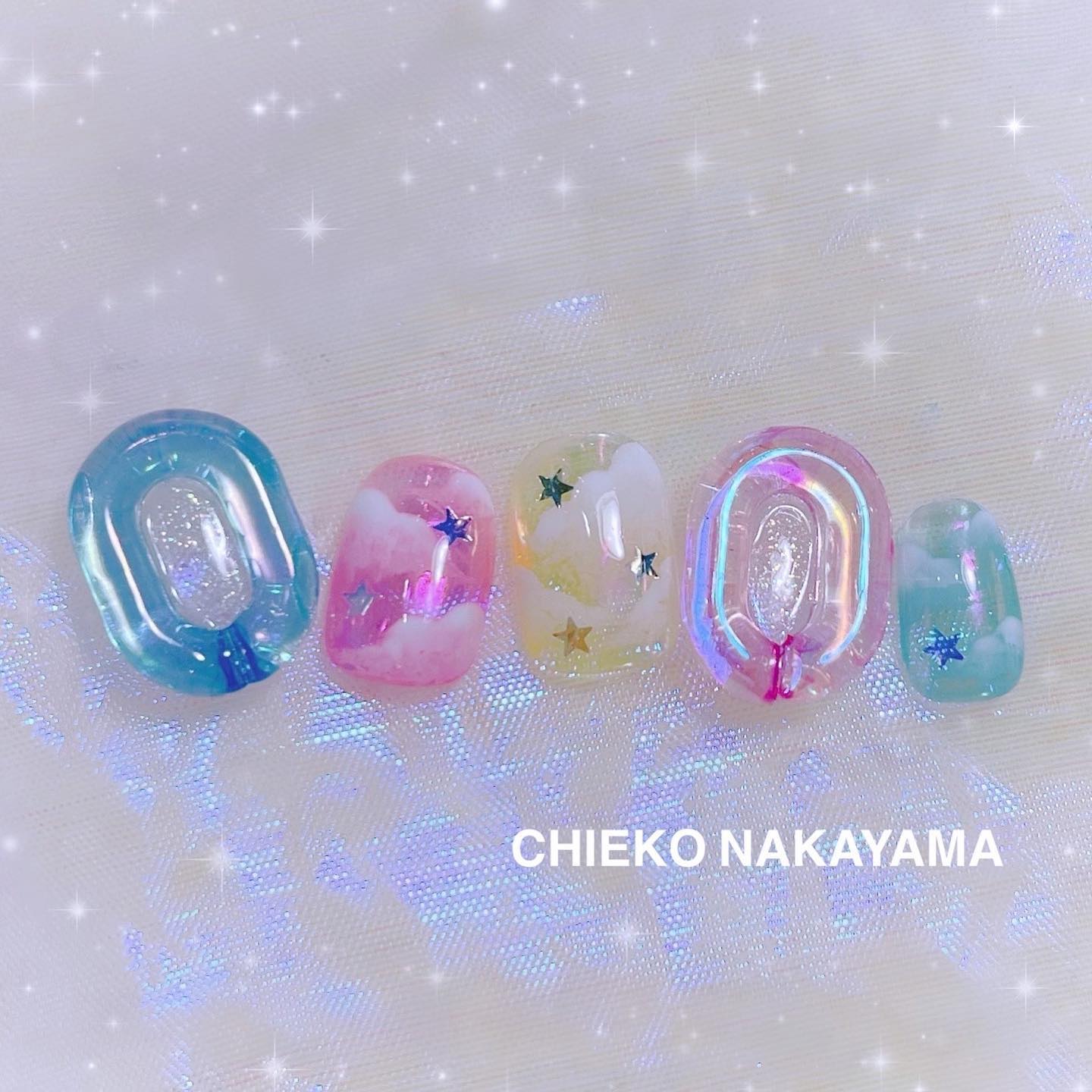 #ネイル,#クラウドネイル,#雲ネイルのネイルデザイン