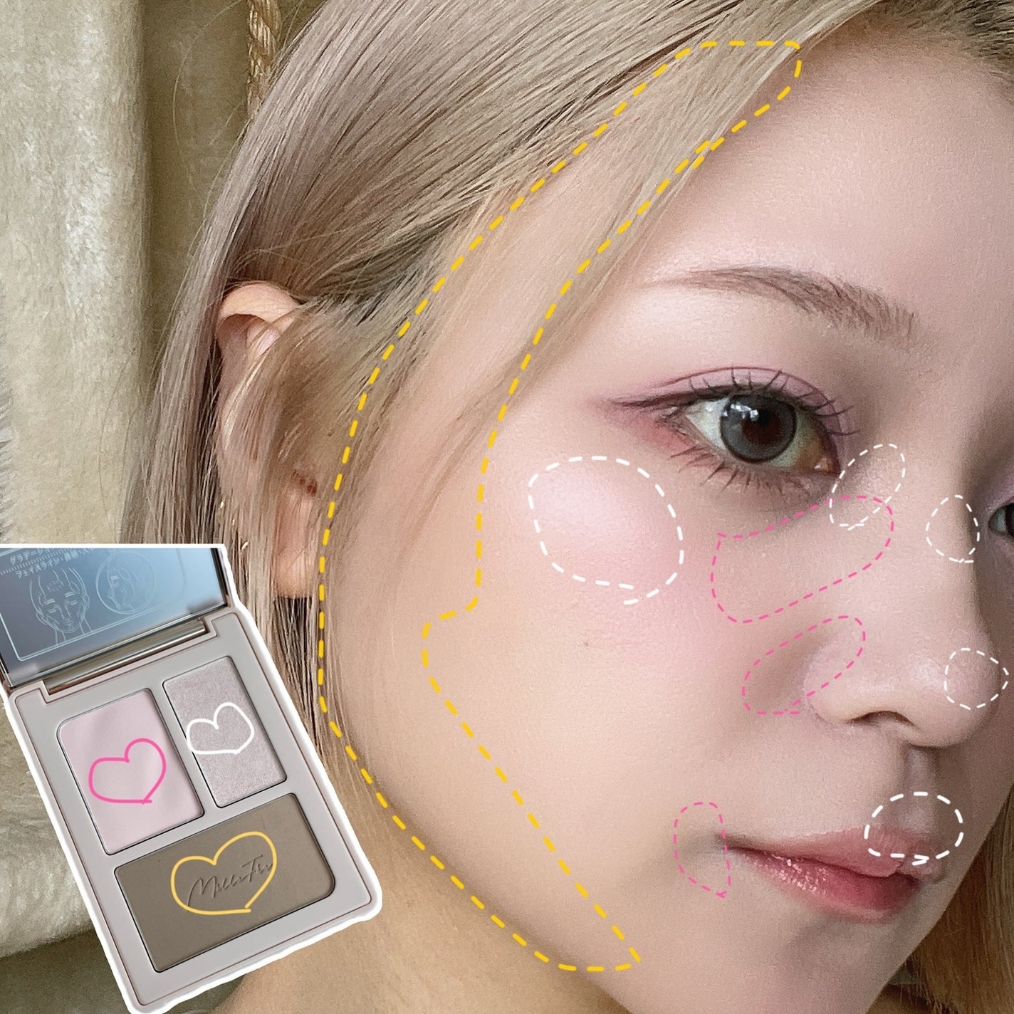 チート顔コントゥアパレット/MilleFée/パウダーハイライトを使ったクチコミ(4枚目)