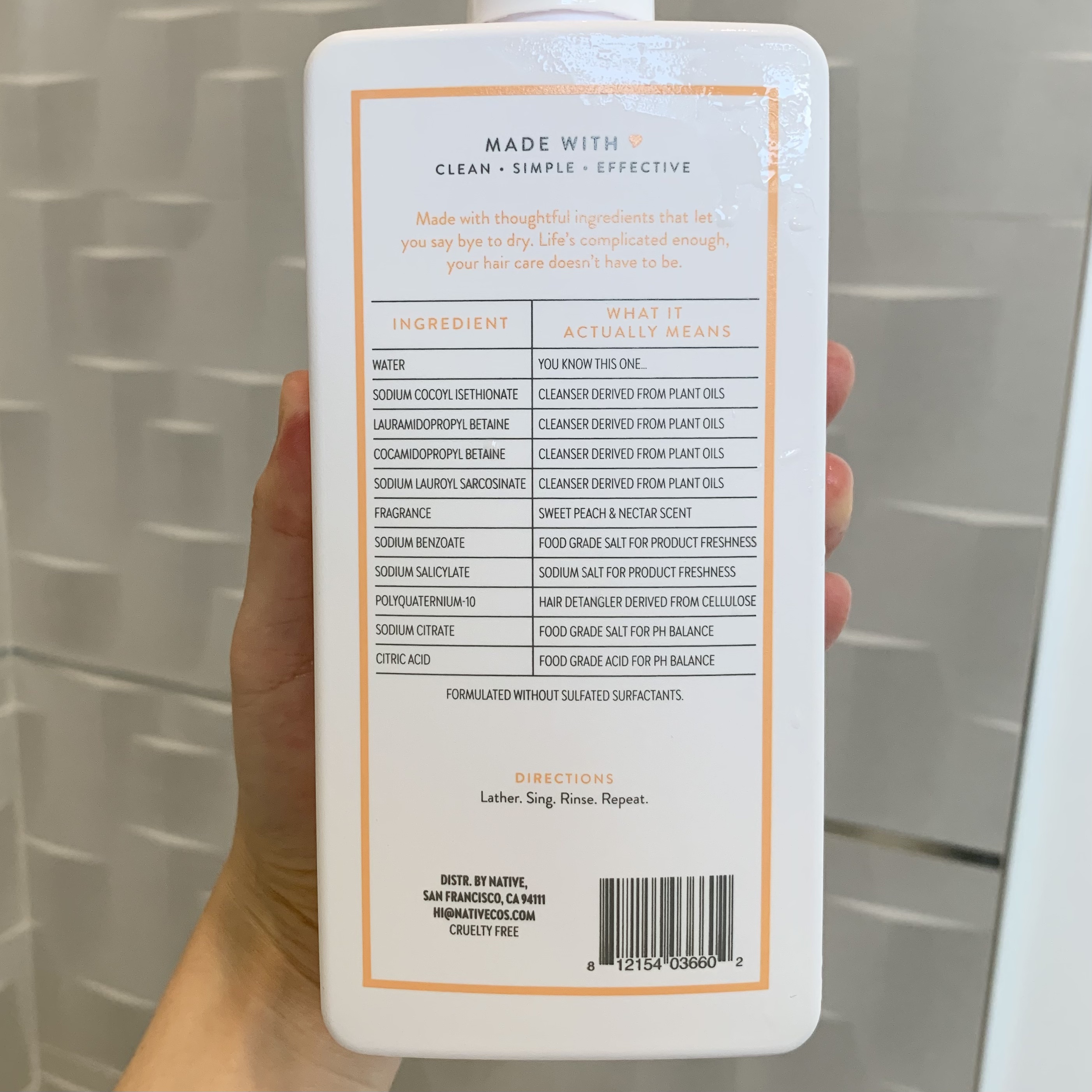 モイスチャライジングシャンプー スイートピーチ&ネクター/NATIVE/シャンプー・コンディショナーを使ったクチコミ（2枚目）