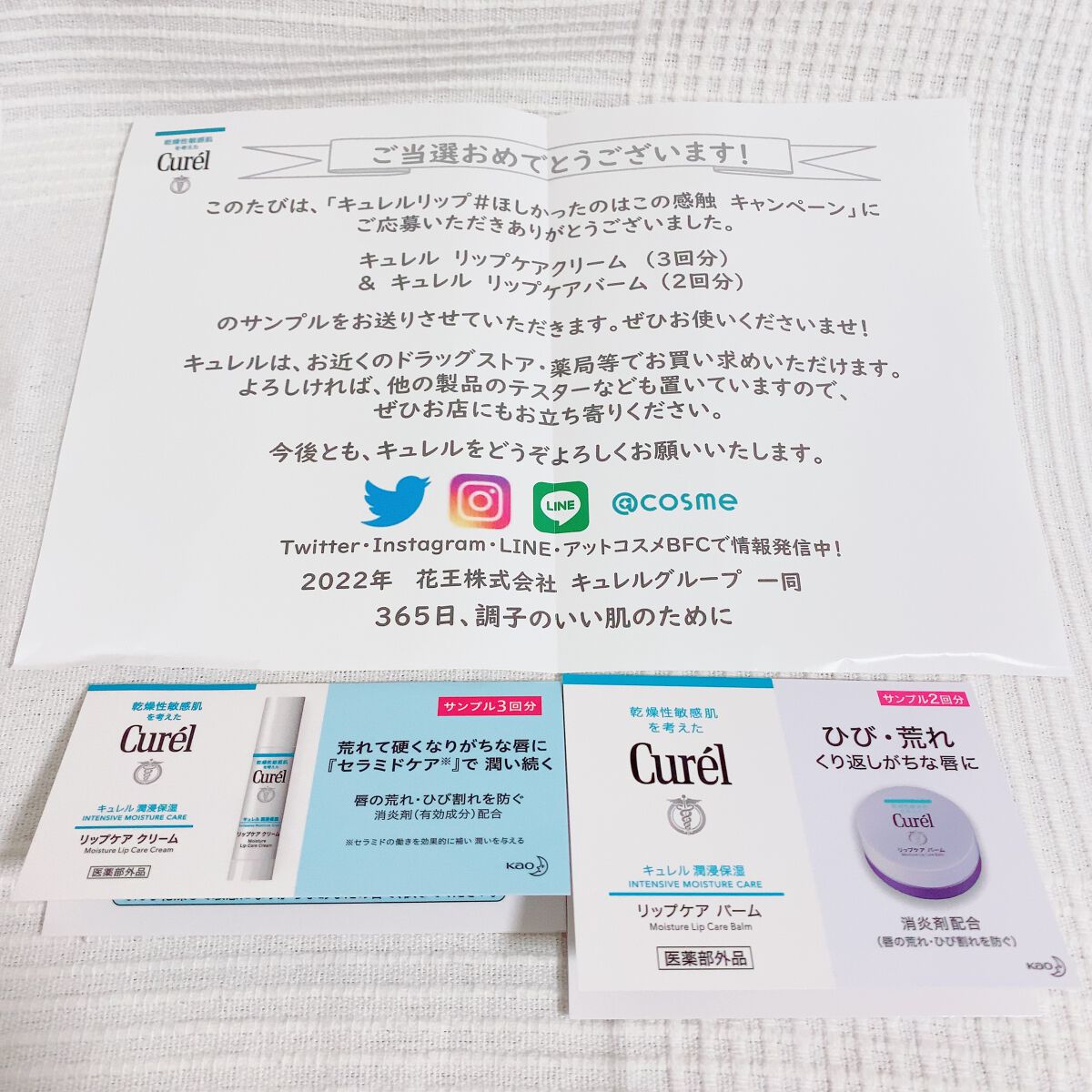 リップケア クリーム/キュレル/リップクリームを使ったクチコミ(1枚目)