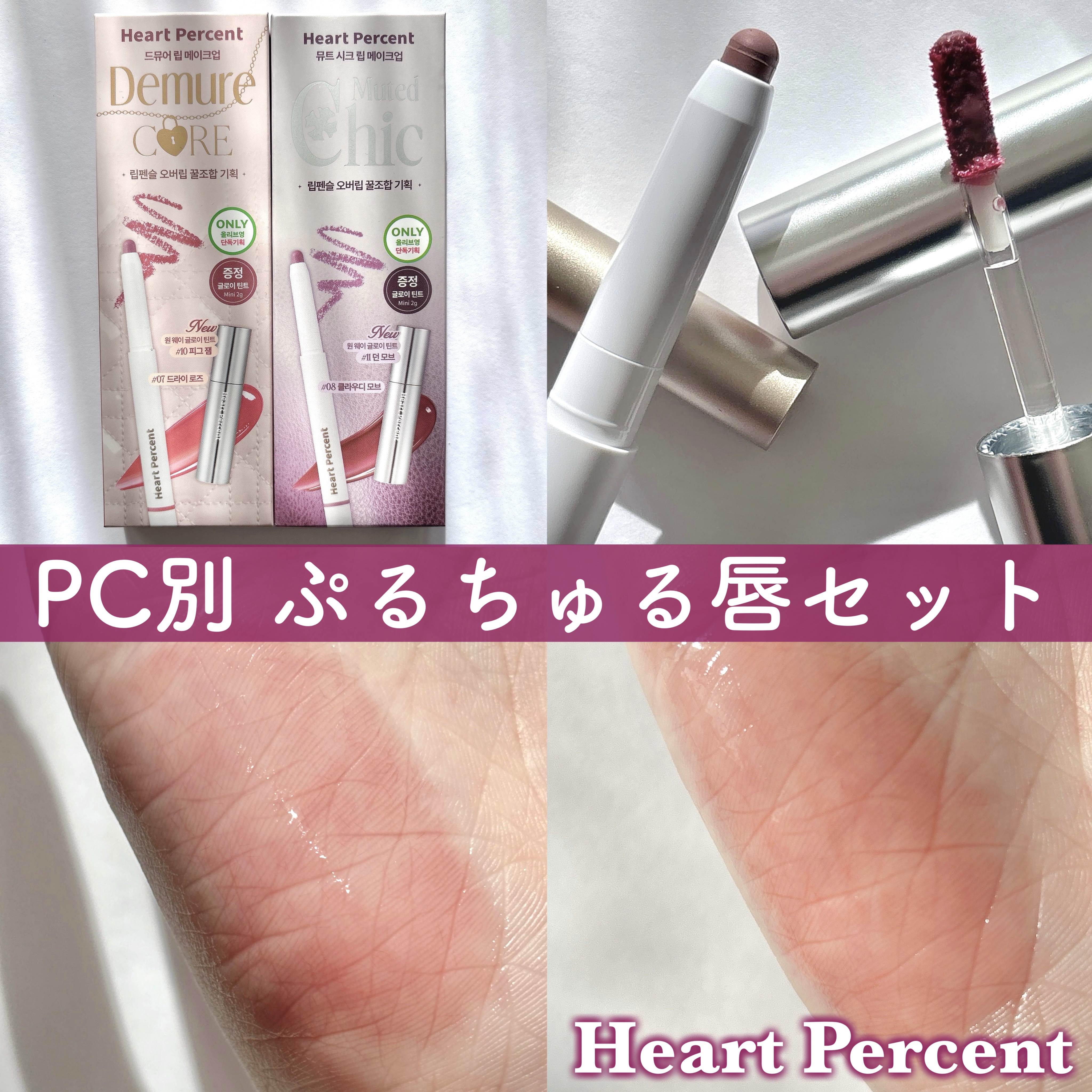 リップペンシル＋グロイティントミニ企画セット/Heart Percent/リップティントを使ったクチコミ（1枚目）