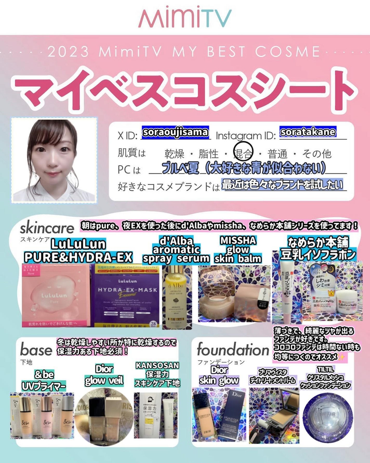 宙 on LIPS 「#mimitvマイベスコスここにパウダーとか載せたかったけど、..」(1枚目)