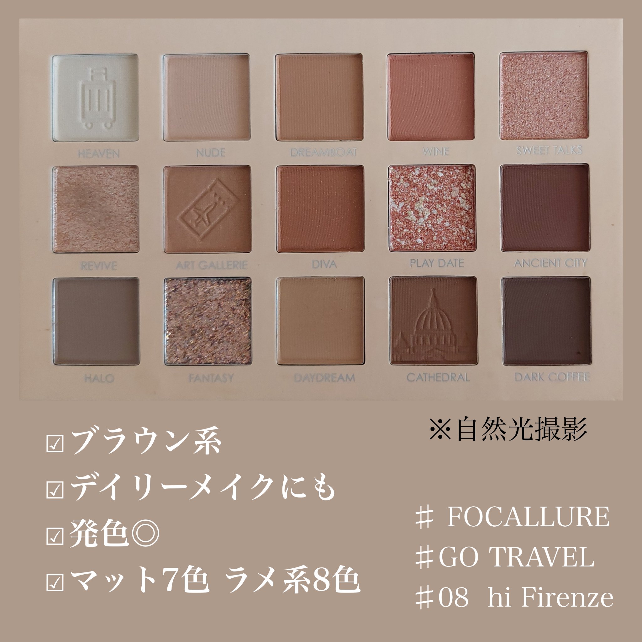 GO TRAVEL 15色アイシャドウパレット/FOCALLURE/アイシャドウパレットを使ったクチコミ（2枚目）