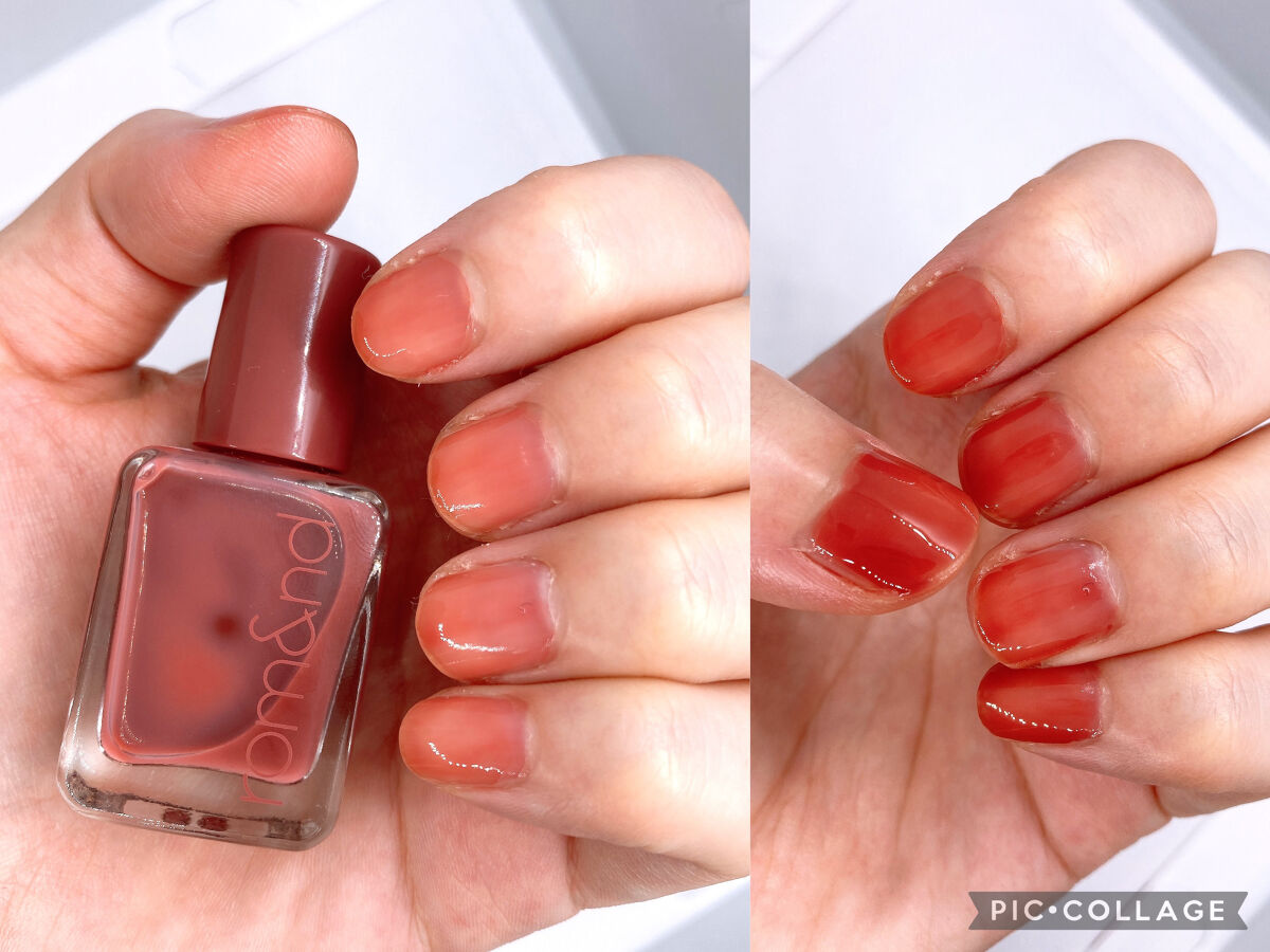 ムードペブルネイル 02 ROSY SYRUP（ロージーシロップ）/rom&nd/マニキュアを使ったクチコミ（3枚目）