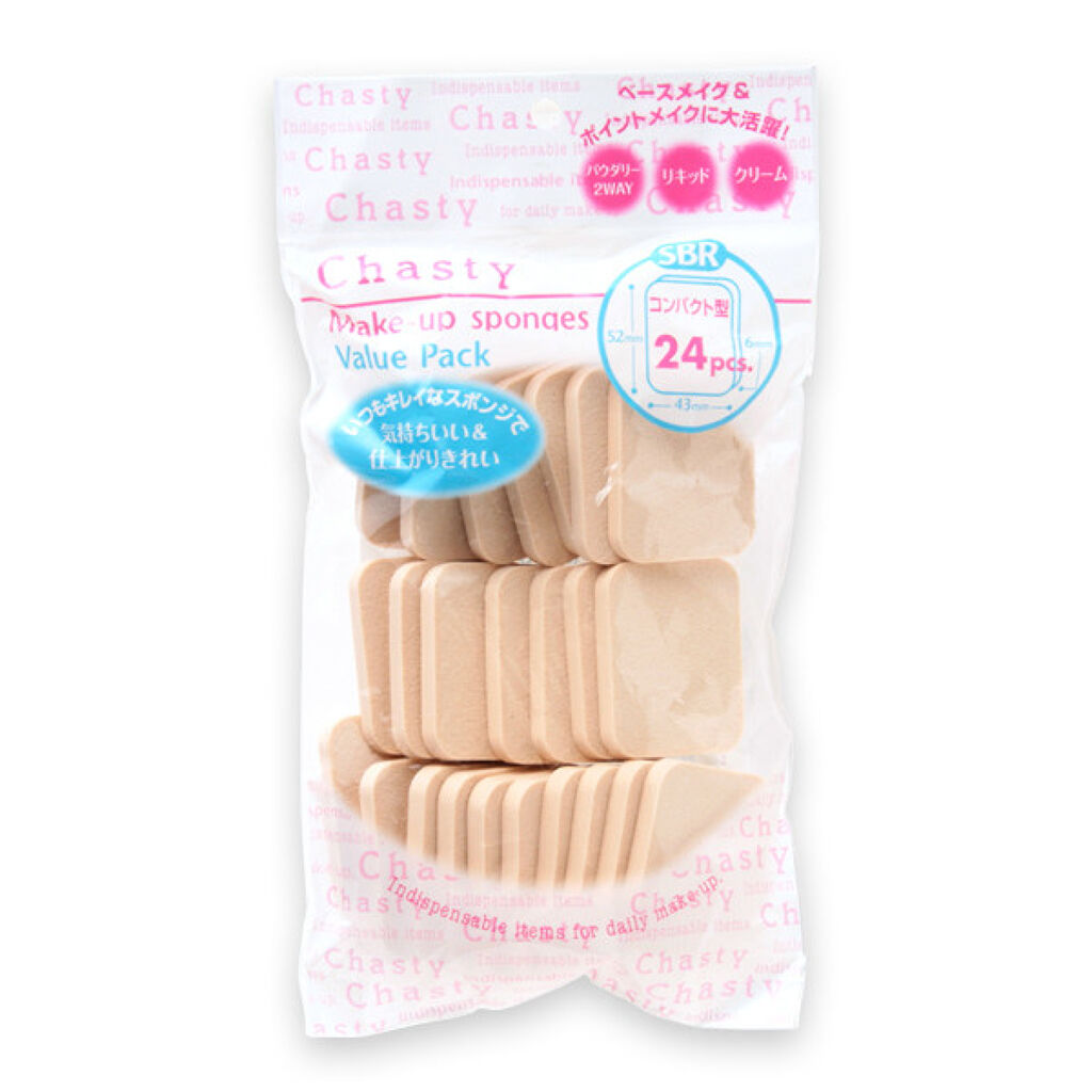 チャスティ メイクアップスポンジ バリューパック 24P コンパクト型