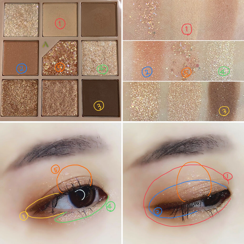 グリッターペディアアイパレット N°2オールオブブラウン/unleashia/アイシャドウパレットを使ったクチコミ（2枚目）