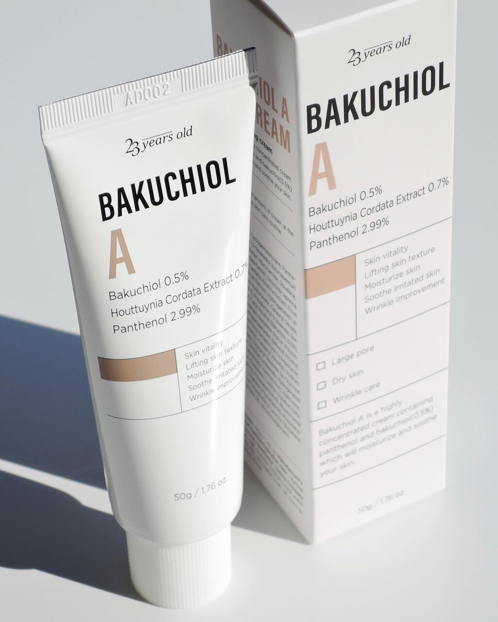 23years old バクチオールA コアクリームのクチコミ「#レチノール の代替成分として話題の
植物由来成分 #バクチオール を使用。
レチノール成分は.....」（1枚目）
