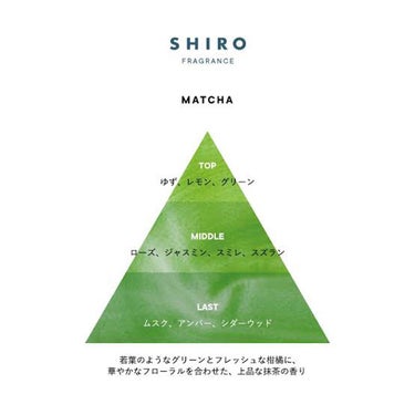 SHIRO 抹茶 オードパルファンのクチコミ「shiroの限定香水 抹茶 を購入したのでレビューします!!   

前期頑張った自分へのご褒.....」（2枚目）