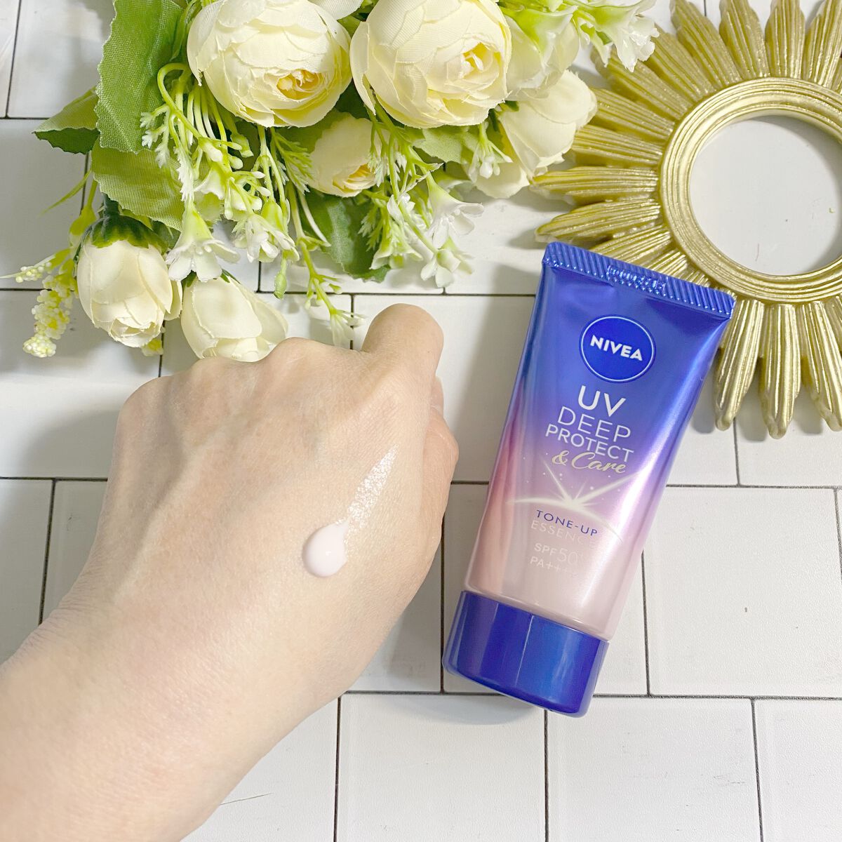 ニベアUV ディープ プロテクト&ケア トーンアップ エッセンス/ニベア/日焼け止めローションを使ったクチコミ(4枚目)