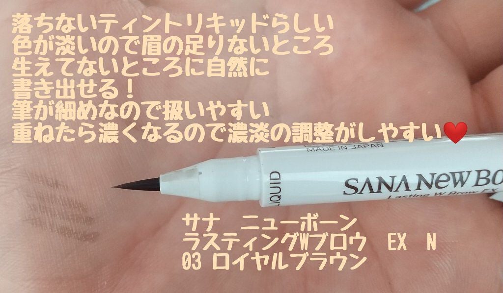ラスティングWブロウEX N/サナ ニューボーン/リキッドアイブロウを使ったクチコミ(2枚目)