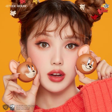 ETUDE ラッキーフレンズ カラーマイブロウ マスカラのクチコミ「ちょっぴりお茶目なコーラルブラウンメイク🐭🧡

目元は #ラッキーフレンズ_ルックアット_.....」（1枚目）