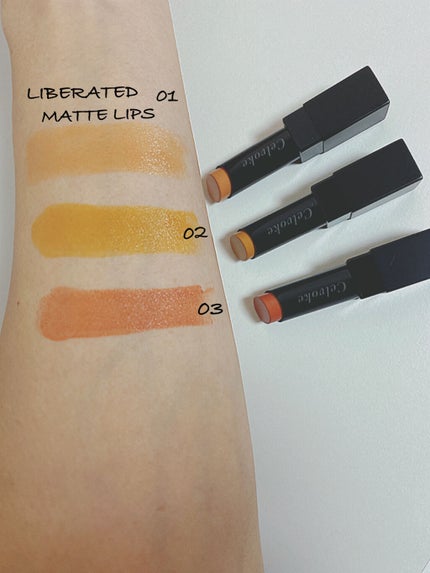 リベレイティッドマットリップス 02:マスタード/Celvoke/口紅を使ったクチコミ(2枚目)