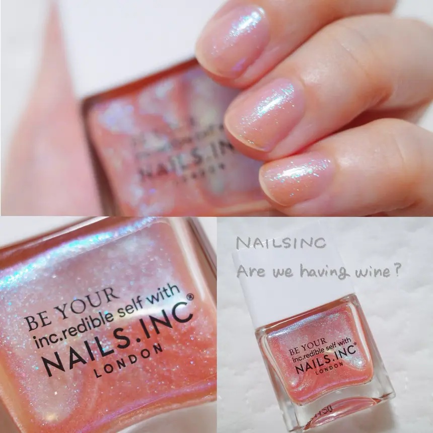 nails inc. アロージーアデイデュオキットのクチコミ「ネイルズインクのロゼワインに着想を得たポリッシュ🍷✨
写真で見るより実際はもっとピカピカ！
青.....」（1枚目）