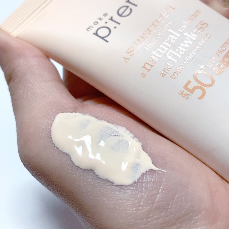 メイクプレム グロウベージュトーンアップサンクリーム/make prem/日焼け止めクリームを使ったクチコミ（2枚目）