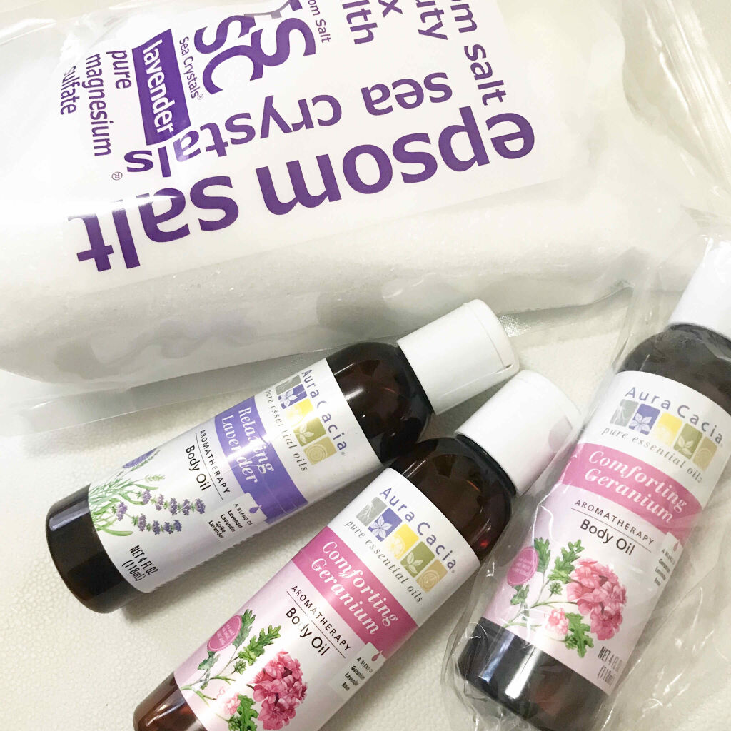 Aura Cacia アロマテラピーボディオイルのクチコミ「\お気に入りの入浴グッズ/
どちらもリピート品です。

#Amazon購入品
○Sea Cry.....」（1枚目）