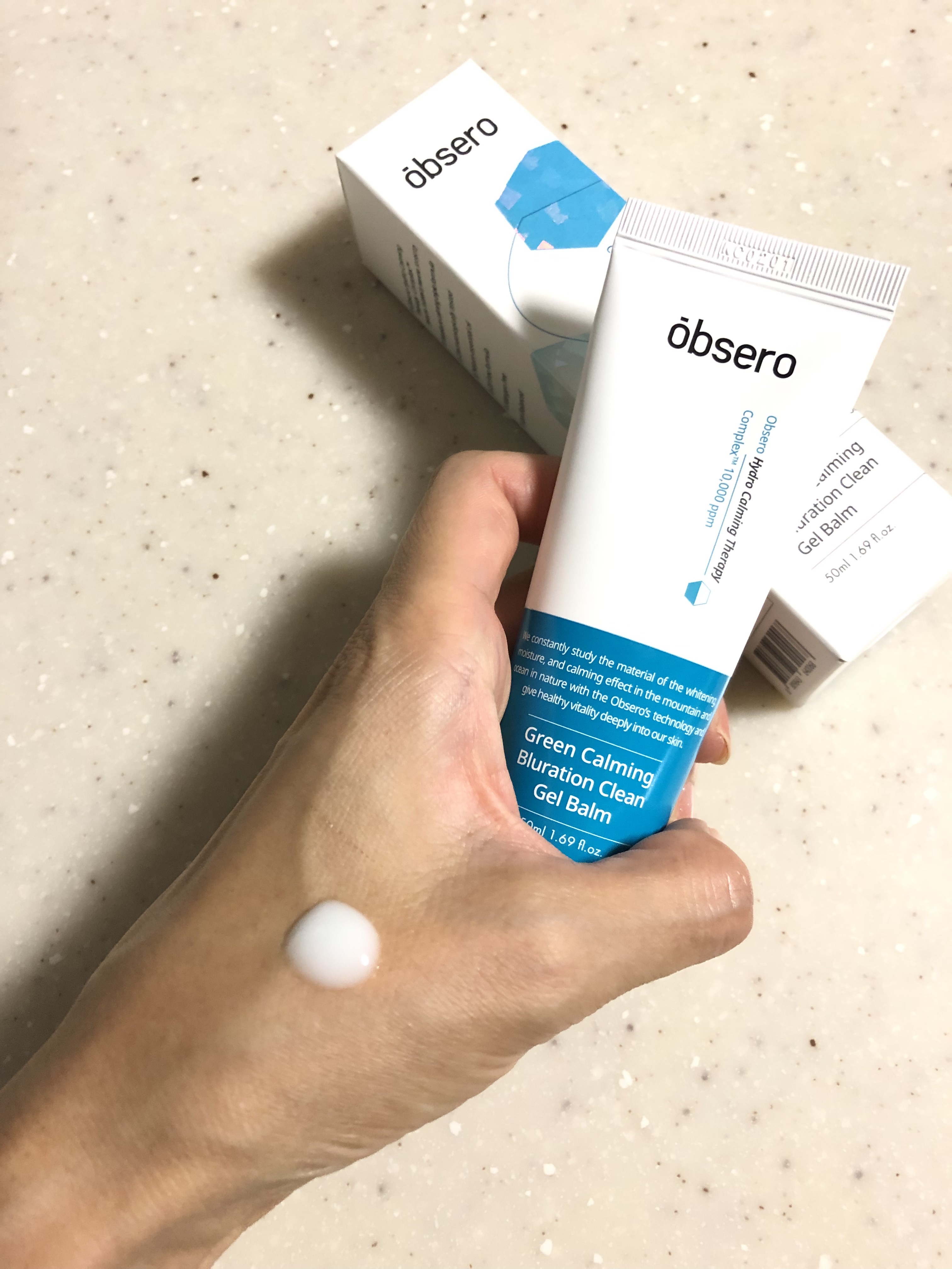 グリーンカーミングブルーレーションクリーンゲルバーム/obsero/フェイスバームを使ったクチコミ（2枚目）