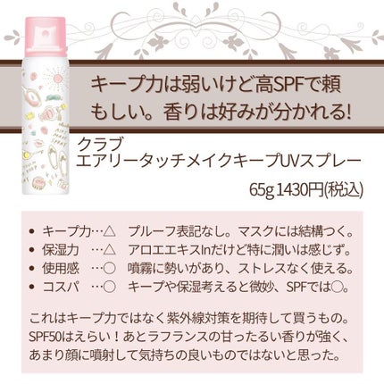 エアリータッチ メイクキープUVスプレー/クラブ/日焼け止めミスト・スプレーを使ったクチコミ(4枚目)